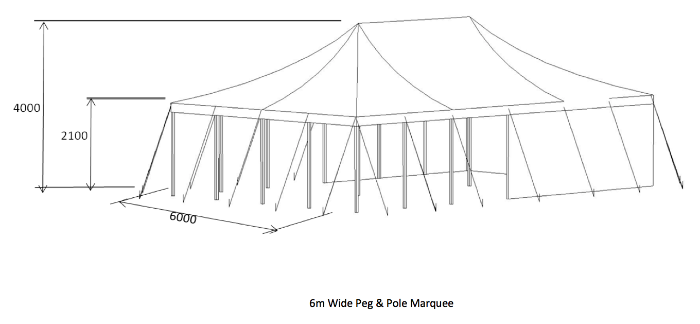 peg and pole marquee diagram 6 metres