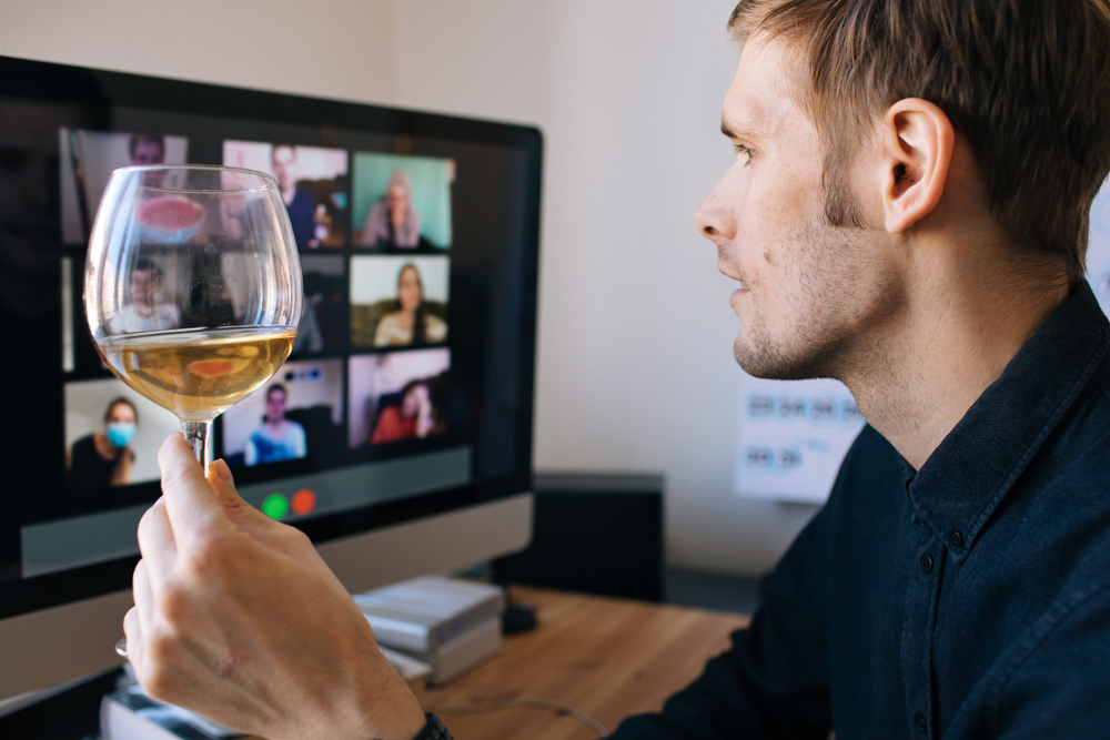 Man throwing virtual party to stay connected