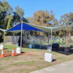 4m x 12m shade sail blue