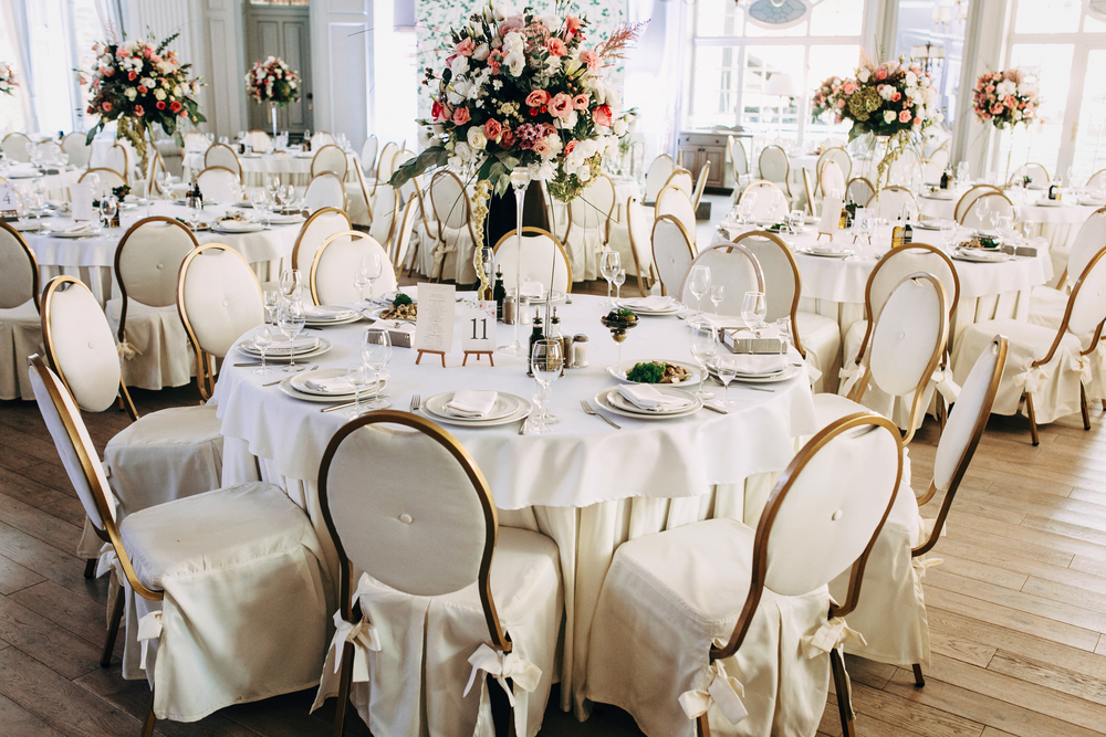Tables set up for wedding