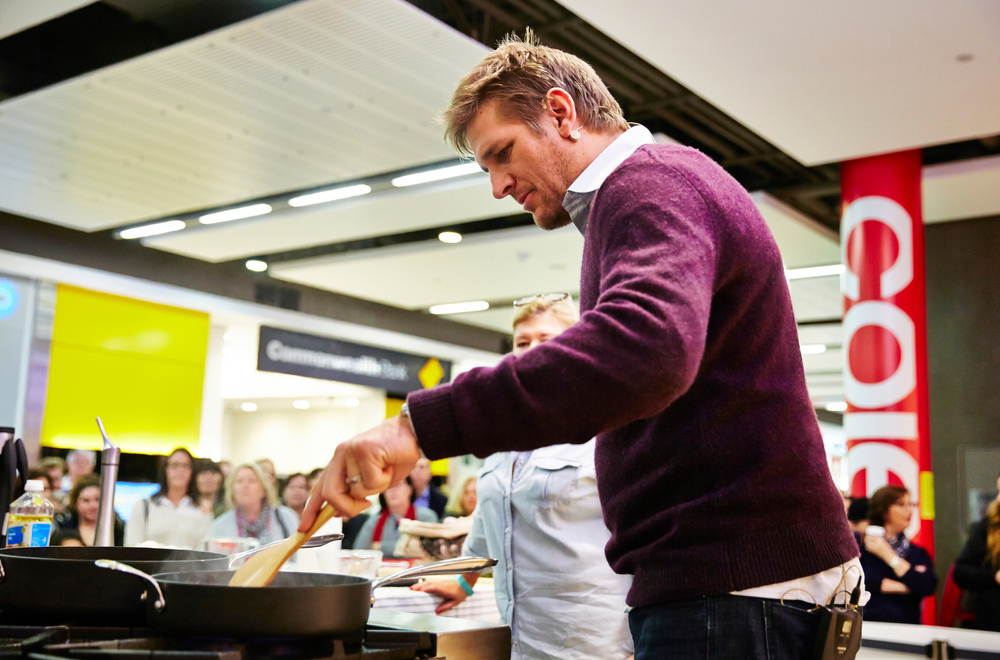 Chef Cooking on Demo Kitchen